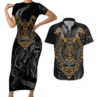 Viking Warrior Tatto Couples Matching Short Sleeve Bodycon Dress and Hawaiian Shirt Valhalla Is Calling - Wonder Print Shop