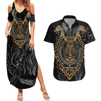 Viking Warrior Tatto Couples Matching Summer Maxi Dress and Hawaiian Shirt Valhalla Is Calling - Wonder Print Shop