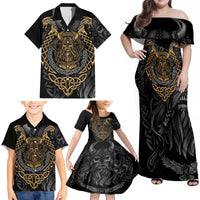 Viking Warrior Tatto Family Matching Off Shoulder Maxi Dress and Hawaiian Shirt Valhalla Is Calling - Wonder Print Shop