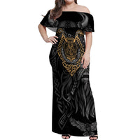 Viking Warrior Tatto Off Shoulder Maxi Dress Valhalla Is Calling - Wonder Print Shop