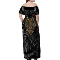 Viking Warrior Tatto Off Shoulder Maxi Dress Valhalla Is Calling - Wonder Print Shop