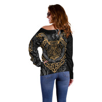 Viking Warrior Tatto Off Shoulder Sweater Valhalla Is Calling - Wonder Print Shop