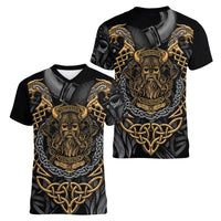 Viking Warrior Tatto Women V Neck T Shirt Valhalla Is Calling - Wonder Print Shop