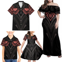 Feminine Polynesian Family Matching Off Shoulder Maxi Dress and Hawaiian Shirt Mandala Tattoo Style - Wonder Print Shop