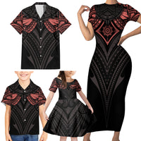 Feminine Polynesian Family Matching Short Sleeve Bodycon Dress and Hawaiian Shirt Mandala Tattoo Style - Wonder Print Shop