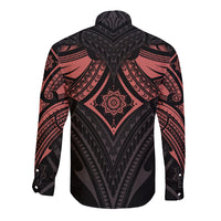 Feminine Polynesian Long Sleeve Button Shirt Mandala Tattoo Style - Wonder Print Shop