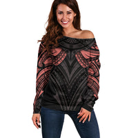 Feminine Polynesian Off Shoulder Sweater Mandala Tattoo Style - Wonder Print Shop
