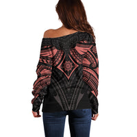 Feminine Polynesian Off Shoulder Sweater Mandala Tattoo Style - Wonder Print Shop