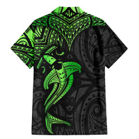 Polynesian Family Matching Mermaid Dress and Hawaiian Shirt Hammerhead Shark Tribal Pattern Black Green Version - Wonder Print Shop