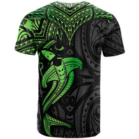 Polynesian T Shirt Hammerhead Shark Tribal Pattern Black Green Version - Wonder Print Shop