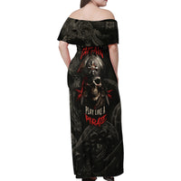 Work Like A Captain Play Like A Pirate Family Matching Off Shoulder Maxi Dress and Hawaiian Shirt - Wonder Print Shop