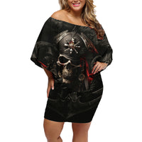 Work Like A Captain Play Like A Pirate Family Matching Off Shoulder Short Dress and Hawaiian Shirt - Wonder Print Shop