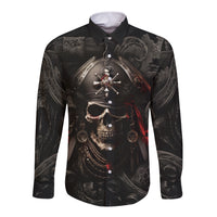 Work Like A Captain Play Like A Pirate Long Sleeve Button Shirt - Wonder Print Shop