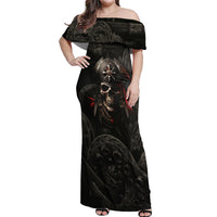Work Like A Captain Play Like A Pirate Off Shoulder Maxi Dress - Wonder Print Shop