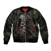 Work Like A Captain Play Like A Pirate Sleeve Zip Bomber Jacket - Wonder Print Shop