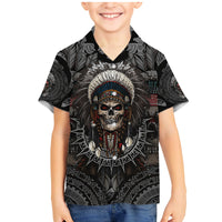 Skull Native American Warrior Family Matching Mermaid Dress and Hawaiian Shirt - Wonder Print Shop