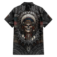 Skull Native American Warrior Family Matching Off Shoulder Long Sleeve Dress and Hawaiian Shirt - Wonder Print Shop