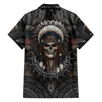 Skull Native American Warrior Family Matching Short Sleeve Bodycon Dress and Hawaiian Shirt - Wonder Print Shop