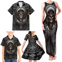 Skull Native American Warrior Family Matching Tank Maxi Dress and Hawaiian Shirt - Wonder Print Shop