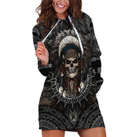 Skull Native American Warrior Hoodie Dress - Wonder Print Shop
