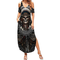 Skull Native American Warrior Summer Maxi Dress - Wonder Print Shop