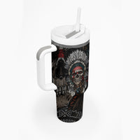 Skull Native American Warrior Tumbler With Handle - Wonder Print Shop