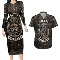 Until Valhalla Viking Couples Matching Long Sleeve Bodycon Dress and Hawaiian Shirt - Wonder Print Shop
