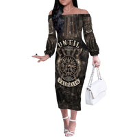 Until Valhalla Viking Family Matching Off Shoulder Long Sleeve Dress and Hawaiian Shirt - Wonder Print Shop