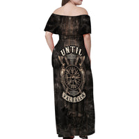 Until Valhalla Viking Family Matching Off Shoulder Maxi Dress and Hawaiian Shirt - Wonder Print Shop