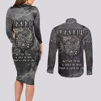 Fenir Viking Couples Matching Long Sleeve Bodycon Dress and Long Sleeve Button Shirts Better to be a Wolf of Odin - Wonder Print Shop