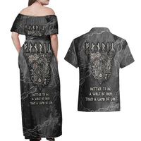 Fenir Viking Couples Matching Off Shoulder Maxi Dress and Hawaiian Shirt Better to be a Wolf of Odin - Wonder Print Shop