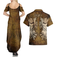 Odin Viking Couples Matching Summer Maxi Dress and Hawaiian Shirt Valknut, Ravens, and Enchanted Forest - Wonder Print Shop