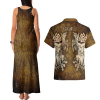 Odin Viking Couples Matching Tank Maxi Dress and Hawaiian Shirt Valknut, Ravens, and Enchanted Forest - Wonder Print Shop