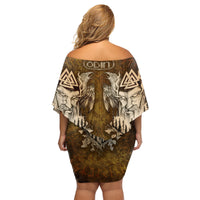 Odin Viking Family Matching Off Shoulder Short Dress and Hawaiian Shirt Valknut, Ravens, and Enchanted Forest - Wonder Print Shop