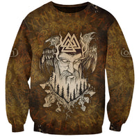 Odin Viking Sweatshirt Valknut, Ravens, and Enchanted Forest - Wonder Print Shop