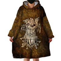 Odin Viking Wearable Blanket Hoodie Valknut, Ravens, and Enchanted Forest - Wonder Print Shop