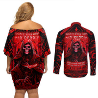 The Older We Get The Less Life In Prison Is A Deterrent Couples Matching Off Shoulder Short Dress and Long Sleeve Button Shirts - Wonder Print Shop