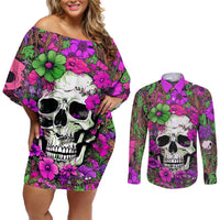 I Have A Good Heart But Bless This Mouth Couples Matching Off Shoulder Short Dress and Long Sleeve Button Shirts - Wonder Print Shop