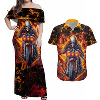 Be Come The Monster And Show Your True Smile Couples Matching Off Shoulder Maxi Dress and Hawaiian Shirt - Wonder Print Shop