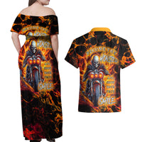 Be Come The Monster And Show Your True Smile Couples Matching Off Shoulder Maxi Dress and Hawaiian Shirt - Wonder Print Shop