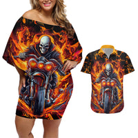 Be Come The Monster And Show Your True Smile Couples Matching Off Shoulder Short Dress and Hawaiian Shirt - Wonder Print Shop