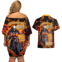Be Come The Monster And Show Your True Smile Couples Matching Off Shoulder Short Dress and Hawaiian Shirt - Wonder Print Shop