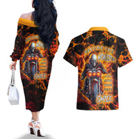 Be Come The Monster And Show Your True Smile Couples Matching Off The Shoulder Long Sleeve Dress and Hawaiian Shirt - Wonder Print Shop