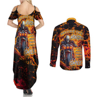 Be Come The Monster And Show Your True Smile Couples Matching Summer Maxi Dress and Long Sleeve Button Shirts - Wonder Print Shop