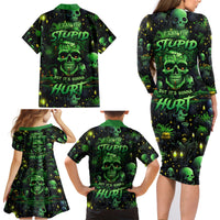 I Can Fix Stupid But Is Gonna Hurt Family Matching Long Sleeve Bodycon Dress and Hawaiian Shirt - Wonder Print Shop