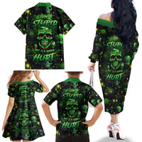 I Can Fix Stupid But Is Gonna Hurt Family Matching Off Shoulder Long Sleeve Dress and Hawaiian Shirt - Wonder Print Shop