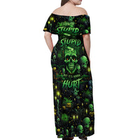 I Can Fix Stupid But Is Gonna Hurt Off Shoulder Maxi Dress - Wonder Print Shop