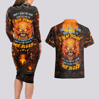 Don't Make Me Mad Couples Matching Long Sleeve Bodycon Dress and Hawaiian Shirt - Wonder Print Shop