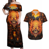 Don't Make Me Mad Couples Matching Off Shoulder Maxi Dress and Hawaiian Shirt - Wonder Print Shop