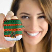 Giraffes Decorating Tree Gifts AirPods Case with Orange Green Holiday Pattern Design - Wonder Print Shop